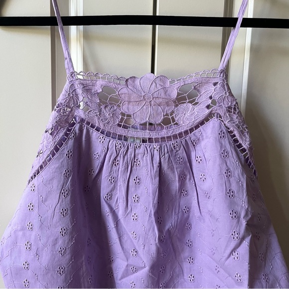 NWT Sundance Calabria Camisole Embroidered Lace Top lilac adjustable straps sz L - Picture 4 of 9